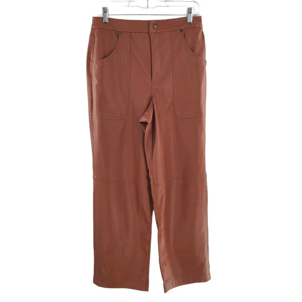 Blank NYC The Baxter Ribcage‎ Straight Leg Faux Leather Pants Size 29 Brown